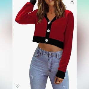 Red and Black Women's Cardigan Sweater
